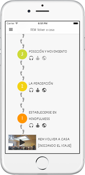 Captura de pantalla de la aplicación REM Volver a casa (Regulación emocional basada en Mindfulness)